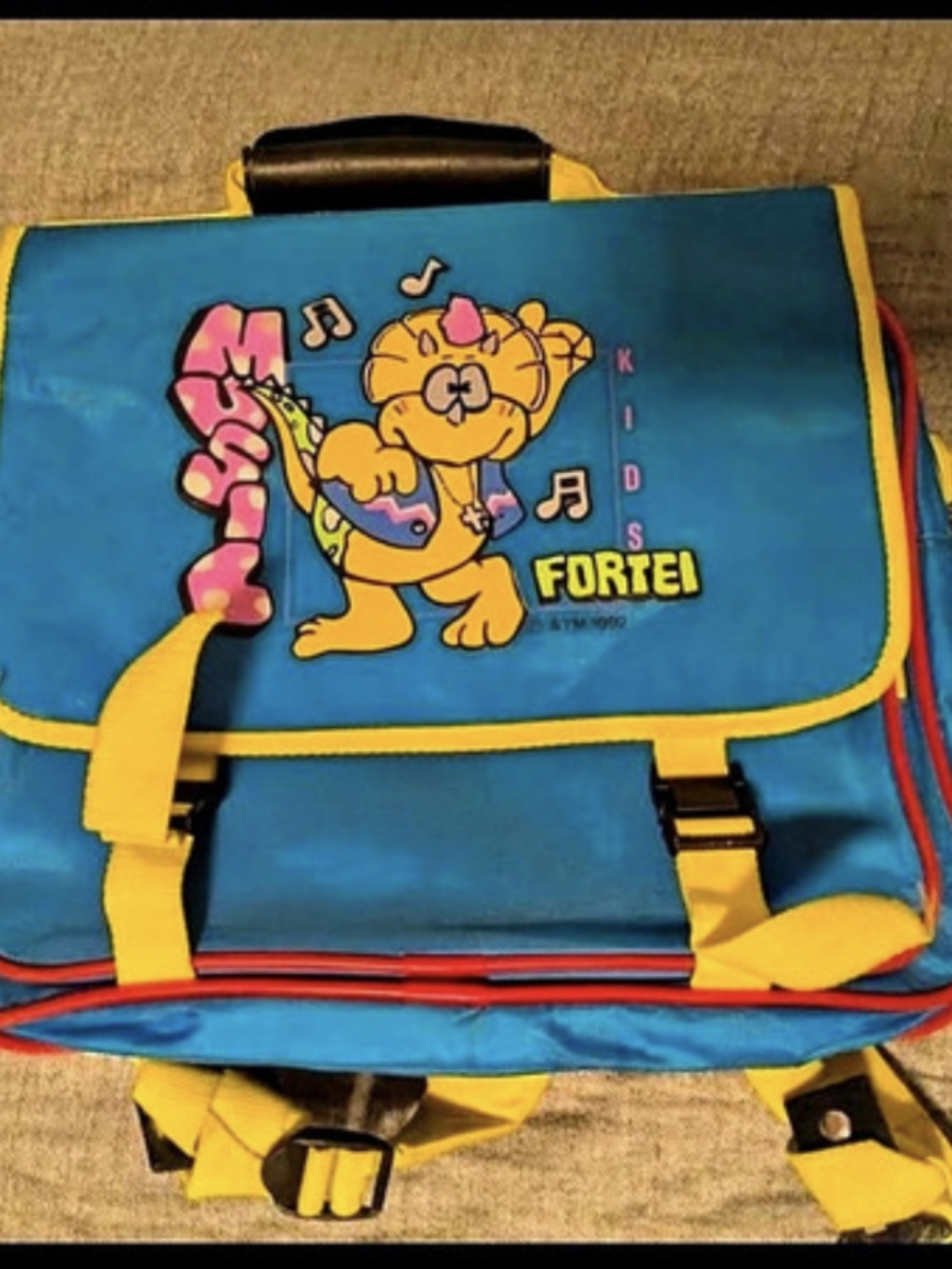 Vintage 1993 Fortei Kids Blue & Yellow Character Backpack